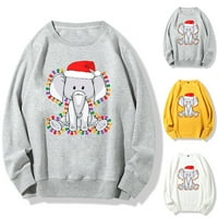 Gersome Muški božićni slatki slon Ispis pulover Dukseri dugih rukava Crewneck pulover bluza za bluzu