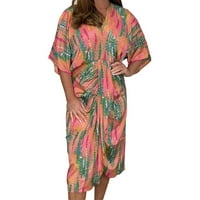 Ženska ljetna haljina modna boemska plaža od tiskana V izrez visoki struk kratki rukav sladak za žene