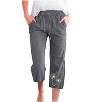 Daqian ženske hlače odobrenje moći ženske ležerne tiskane elastične hlače ravno široke noge pantalone