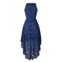 Sunčana haljina s dugim rukavima Midi haljina dame večernja zabava plus veličine čipka plava haljina