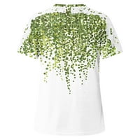 Ženske vrhove Žene Dame Štampanje kratkih rukava okrugli vrat Pulover čipke Majice Bluza Green XL Z13836