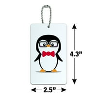Crtani pingvin sa lukom kravata i naočalama prtljaga prtljage kofer za nošenje ID-a