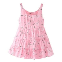 SNGXGN Little Girls Twirly Skater haljina za školsku zabavu Ljeto A-linecottagecore haljina ružičasta