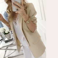 Blazers za žene Business Casual Plus size Solid Boja dugih rukava Draped rever jakna s džepovima na klirensu