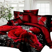 Poklopac kreveta Poklopac crvene ruže slikanje poliestere Hidend Duvet poklopac set za kućni krevet,