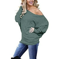 Ženske majice s dugim rukavima majica s dugim rukavima za žene Ženska ramena Duga rukavica Duge rukave Preveliki pulover džemper pletene džemper od labavog tunika Fragarn