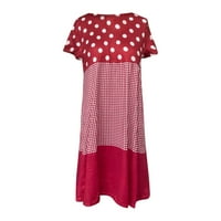 Ljetne haljine za žene V-izrez kratki rukav cvjetni a-linijski haljina Srednja duljina labava a-line haljine crvene s