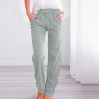 WHLBF Clearence ženske hlače mode casual pune boje elastične labave hlače ravno široke pantalone za