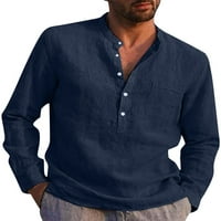 Sanviglor Muška majica Majica sa čvrstim bojama sa džepovima TOPLES Casual TEE Ljetne majice Navy Blue