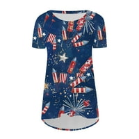 Kakina S T majice za žene plus veličine majica Dan neovisnosti Štampani kratki rukav bluza vrhovi tiskani