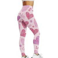 Huaai Valentinovo tisak tiska visoke struke joga hlače za ženske tajice kompresijom joge trčanje fitnes visoke strukske tajice ženske ležerne jogger hlače vruće ružičasto l