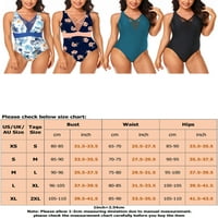 Colisha Dame Plivanje kupaći kostimi s rukavima V vrat Pritisni jedan kupaći kostim cvjetni ispis Ljeto za odmor bez temme-control sexy solid color Seaside Black XL