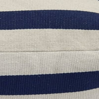 Kvadratna ručno rađena pouf plava pruga bijeli otoman 18 x20