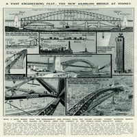 Izgradnja mosta Sydney Harbour by G. H. Davis Poster Print by ® ilustran London News Ltdmary Evans