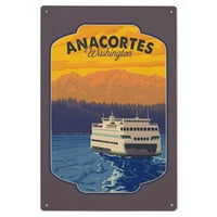 AnaCortes, Washington, trajekt i planine, Contour Birch Wood Wild Zidni znak