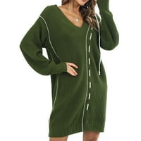 HANERDUN ženske džemper s džemper za džemper ženke dugih rukava pletene haljine zelene s