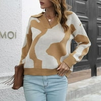 Hueook džemperi za žene Nova pulona boja na dugim rukavima Ležerni pleteni pulover Chunky topli džemper