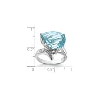 Sterling Silver Rhodium Sky Blue Topaz & Prirodni dijamant draguljastog kamere pisten za nju fini nakit poklon za nju