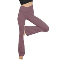 YoHome Flare gamaše za žene bootcut yoga hlače crossover visokog struka Ležerne prilike hlače sa džepovima ljubičasta
