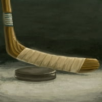 Hokejski štap i pak, ulje slikarstvo
