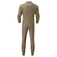 Vbnergoie Muška jesen 2-komadni košulje s dugim rukavima i duge hlače setovi odijelo Tkanine za muškarce