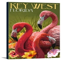 Key West, Florida - Flamingos - Lantern Press poster
