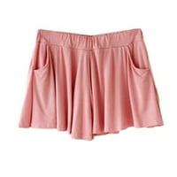 Voguele žene kratke vruće hlače Čvrsto boje Mini pantne na plaži ljeto plaža šorc salona dna široka noga ružičasta