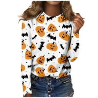Tking modni vrhovi dugih rukava za žene plus veličine Crewneck Halloween Print košulje Casual pulover