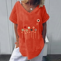 Ženske košulje modni ženski print kratki rukav labav majica sa okruglim vratom Top bluza narandžasta xl