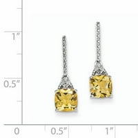 Sterling Silver Rhodium dijamantski i citrinski post minđuše proizvedene u Indiji QE9957CI