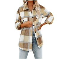 Ženska predimenzionirana jakna za jaknu s majicama na prsima džepna flannela majica vunene mješavine dečke debele