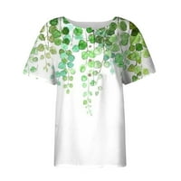 FOPP Prodavač cvjetni vrhovi za žene, žensko dugme dolje modne ležerne majice kratkih rukava Bluza Green