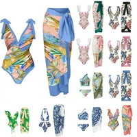 MLQIDK Women kupaći kostimi + prikrivanje dva vintage cvjetna kupaći kostim monokini bikini kupaći komisiot,