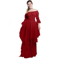 Ženski dugi rukav rukav dress dress duljina Cosplay haljina plus veličina haljina vina l
