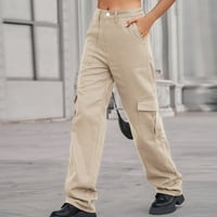 Cleariance Ležerne prilike Ravne traper teretne hlače Žene Solid pantalone Hippie Punk pantalone Streetwear