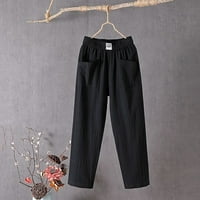 Posteljina džepa Elastična pantalona za prozračne pamučne pamučne strugove ŽENE HLAČE PLUS Ležerne hlače