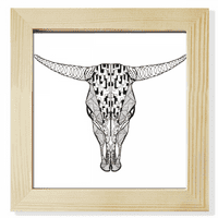 Dugi lica kravlje životinjski portret Skica Skica Square Frame Frame Wall StolPop displej