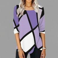 Ženske vrhove bluza Žene Ležerne prilike, Ležerni grafički print Modni posadni vrat Thirts Purple XL