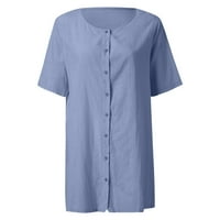 Košulje za žene V izrez Pulover Puno boje Udobni kratki rukav labav elegantan vrh