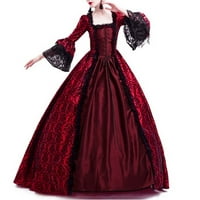 Voncos Vintage ženska haljina čipkasti patchwork srednjovjekovna renesansa gotička viktorijanska haljina s dugim rukavima, pladone, bodycon princeze maxi haljine