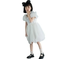 Djevojke Ljetna haljina suknja modni pufli rukav šifon bijeli kratki rukav princeza rođendanska haljina