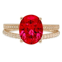 2.32ct ovalni rez crveni simulirani ruby ​​14k žuto zlato ugraviranje izjava bridalna godišnjica angažman vjenčani prsten veličine 4