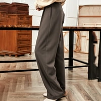 Širokoj lujcima za noge Women plus veličina visoke struke široke noge za noge za žene hlače labave vrećice ravne hlače kava