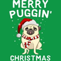 Sretan Puggin 'Božićne muške kelly Green Graphic Tee - Dizajn ljudi L