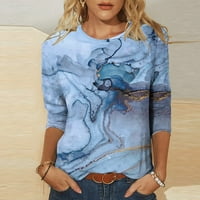 Ženska modna tiskana labava majica Srednja rukava rukava Bluza Okrugli vrat Ležerne prilike Hot8SL4488318