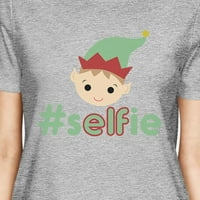 Hashtag Selfie Elf Božićna majica Ženska majica kratkih rukava Siva