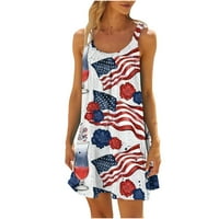 4. jula Ljetna haljina za ženske ležerne majice haljina američka zastava tiskana patriotska haljina