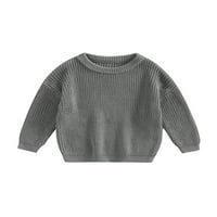 SUNISERY TODDLER BABY Pleteni pulover Duks dugih rukava Čvrsta boja labava pletena topla dukserija siva 3- godine