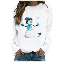 Honeeladyy Cleance Manje od 5 $ Sretan božićna majica za žene s dugim rukavima sa božićnim slatkim snježnim