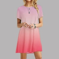 Pejock ženska kratka rukava mini haljina casual obična kravata tišina Thirt plaža haljina haljina sa rukama ružičasta a xxl